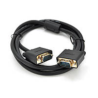 Кабель VEGGIEG VG-1.5 VGA 3 + 6, 1,5m, male to male (тато-тато), OD-6.5mm, 1 ферит, круглий Black, коннектор