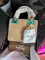 Женская сумочка диор бежевая Dior Lady вместительная красивая сумочка через плечо