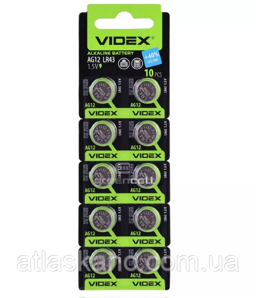 Батарейка таблетка G12, LR43 Videx 1,5V d = 11.6*4.2 мм 2021р!!!  13250