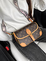 Женская кожаная сумочка луи витон коричневая Louis Vuitton вместительная изысканная сумка через плечо