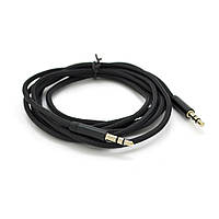 Кабель VEGGIEG AB-1 AUX Audio DC3.5 папа-папа 1.0м, GOLD Stereo Jack, оплетка, (круглый) Black cable, Пакет d