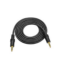 Кабель AUX Audio DC3.5 папа-папа 3.0м, GOLD Stereo Jack, (круглый) Black cable, Пакет Q300 d