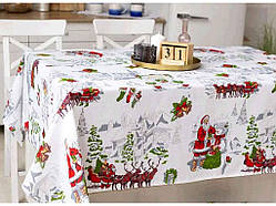 Скатертина 1.5м х 1.1м новорічна Санта (кухонний стіл) ТМ ПЛАТКИ-ОПТ