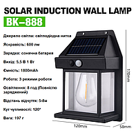 Уличный светильник на солнечных батареях лампа фасадная ретро COBA BK-888 Черная SmartStore