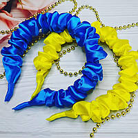 Ободок для волосся в українському стилі Скранч (обруч на голову жовто-синій під вишиванку, шкільний ручної роботи, святковий)