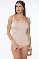 Женская майка вискозная с кружевом Sevim бежевая