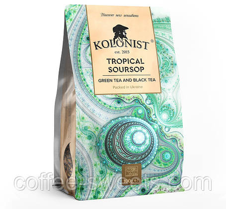 Чай Kolonist 100 г чорний і зелений Tropicai Soursop, фото 1