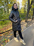 Зимове пальто для дівчинки "Жасмин" чорне (140-158р)., фото 3