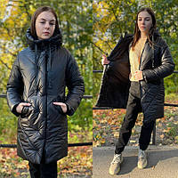 Зимове пальто для дівчинки "Жасмин" чорне (140-158р).