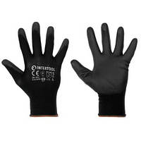 Перчатки полиуретановое покрытие черные 10" INTERTOOL SP-0169