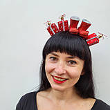 Новорічний обруч з черевиками Санти (Діда Мороза) та подарунками для дорослих та підлітків, фото 3