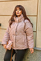 Коротка жіноча стильна стьобана куртка супербатал (р.54-72). Арт-1917/43