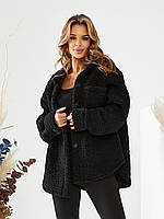 Хутряна тепла жіноча сорочка оверсайз із хутра баранчиків (р.42-52). Арт-1915/43