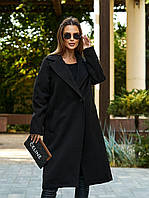 Чорне жіноче стильне демісезонне кашемірове пальто в стилі оверсайз (р.42-48). Арт-1913/43