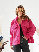 Хутряна тепла жіноча сорочка оверсайз із хутра баранчиків (р.42-46). Арт-1914/43