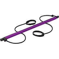 Палка тренировочная гибкая для фитнеса складная с эспандерами Hop-Sport фиолетовая