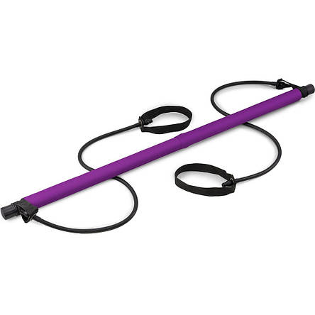 Палиця тренувальна гнучка для фітнесу складана з еспандерами Hop-Sport фіолетова, фото 2