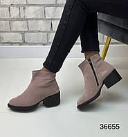 Женские демисезонные ботинки - Valery, натуральная замша цвет черника.