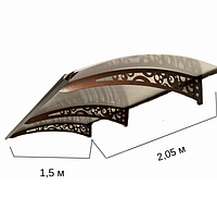 Металический сборный навес (козырек) над дверью Dash'Ok 2.05x1.5 м Style, медь антик, монолит 3 мм, бронза