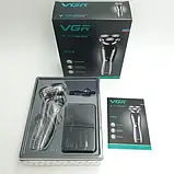 Електробритва VGR V 309 black роторна акумуляторна водонепроникна з плаваючими ножами, фото 7