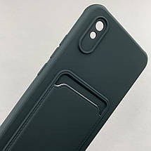 Чохол для Xiaomi Redmi 9A однотонний чохол з кишенею для картки на телефон сяомі редмі 9а чорний x0u, фото 4