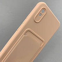 Чохол для Xiaomi Redmi 9A однотонний чохол з кишенею для картки на телефон сяомі редмі 9а персиковий x0u, фото 4