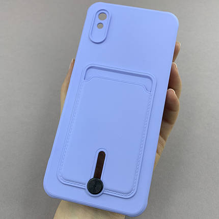 Чохол для Xiaomi Redmi 9A однотонний чохол з кишенею для картки на телефон сяомі редмі 9а бузковий x0u, фото 1