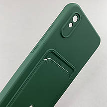 Чохол для Xiaomi Redmi 9A однотонний чохол з кишенею для картки на телефон сяомі редмі 9а темно-зелений x0u, фото 4