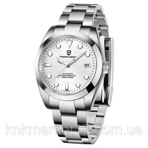 Механічний з автопідзаводом годинник для дайвінгу (20 АТМ) Pagani Design PD-1692 Silver-White, фото 1