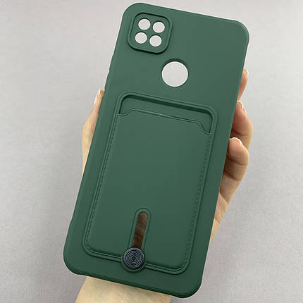 Чохол для Xiaomi Redmi 9C однотонний чохол з кишенею для картки на телефон сяомі редмі 9с темно-зелений x0u, фото 1