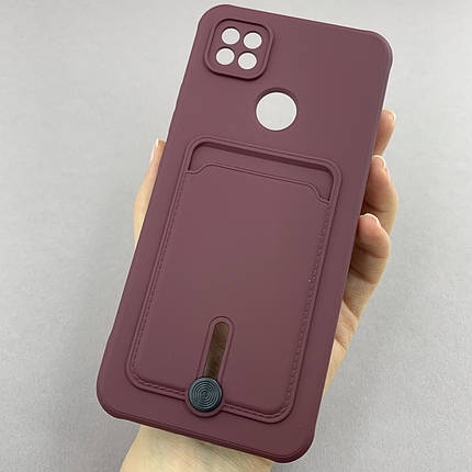 Чохол для Xiaomi Redmi 9C однотонний чохол з кишенею для картки на телефон сяомі редмі 9с бордовий x0u, фото 1