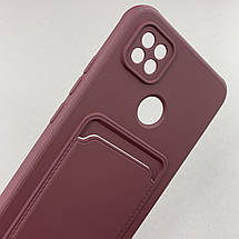 Чохол для Xiaomi Redmi 9C однотонний чохол з кишенею для картки на телефон сяомі редмі 9с бордовий x0u, фото 4