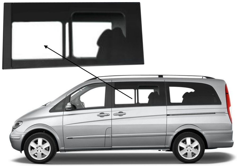 Бічне скло Mercedes Vito 2003-2014 з кватиркою салону переднє ліве, фото 1