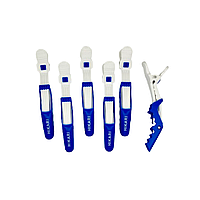 Затискачі для волосся Proline Hikari крокодили, 6 шт (PL-01-Blue)
