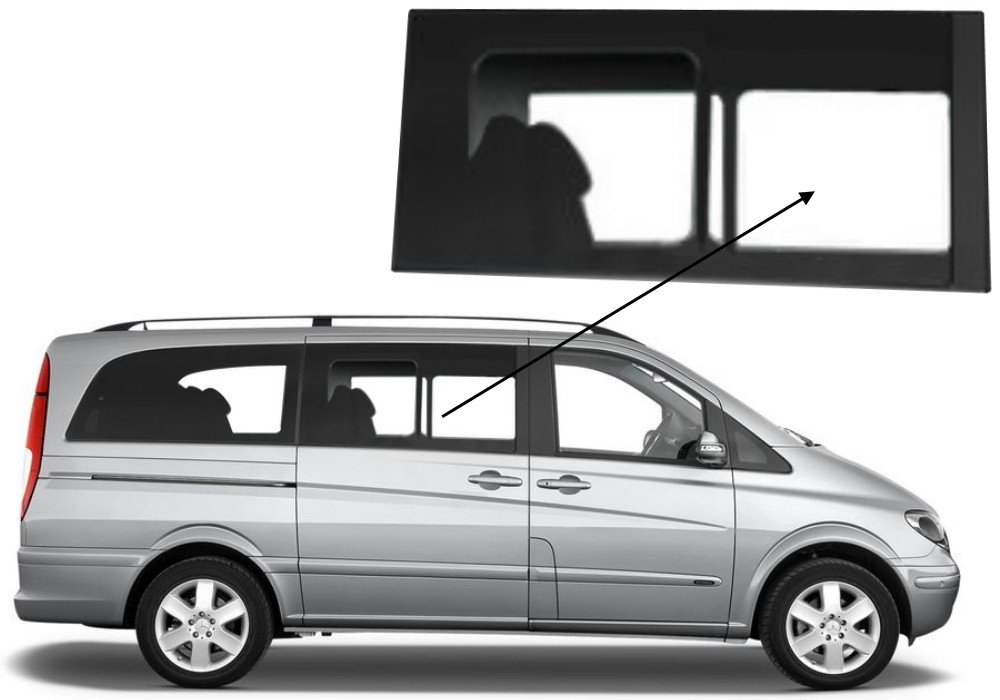 Бічне скло Mercedes Vito 2003-2014 з кватиркою салону переднє праве, фото 1