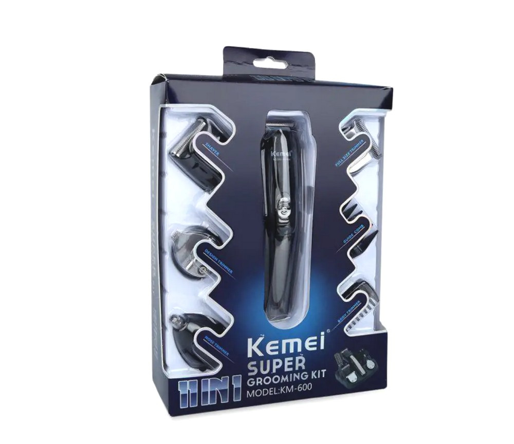Набір для стрижки волосся Kemei KM-600, акумулятор, 11 насадок, фото 1