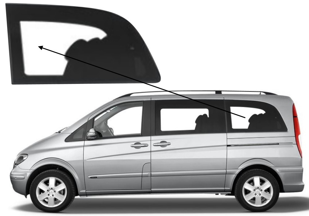 Бічне скло Mercedes Viano 2003-2014 салону заднє ліве коротка база, фото 1