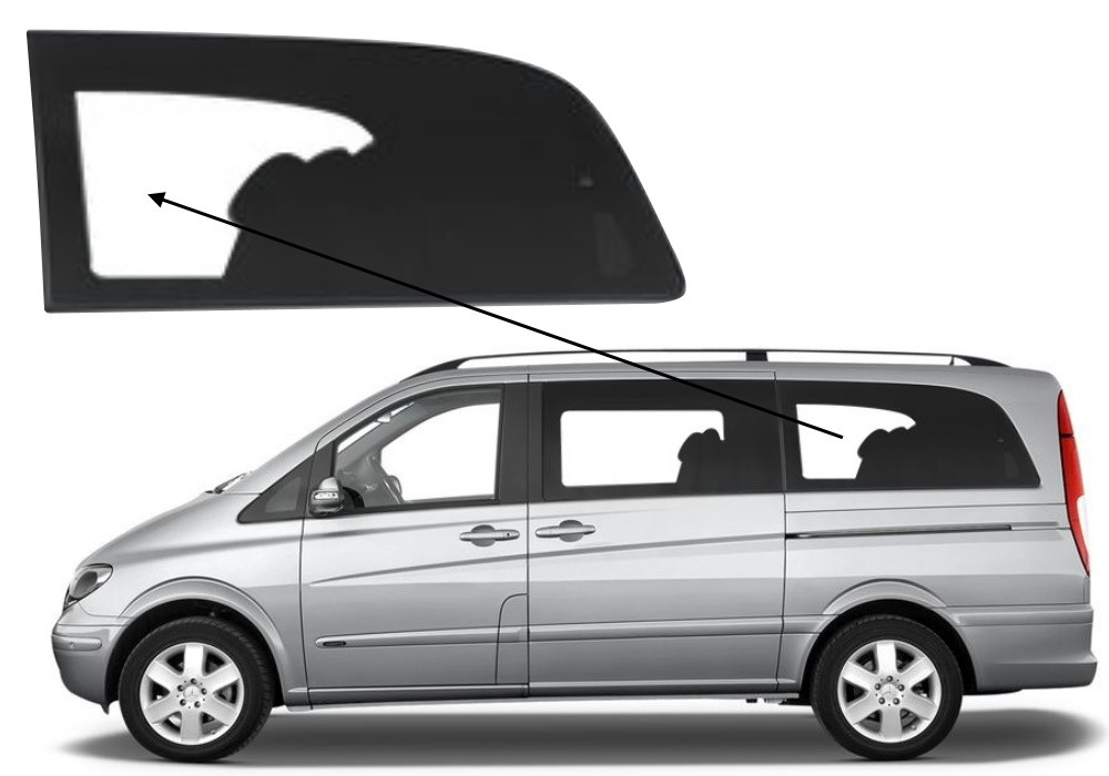 Бічне скло Mercedes Viano 2003-2014 салону заднє ліве середня база, фото 1