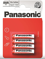 Батарейка Panasonic Red Zink  вугільно-цинкова AAA(R3) блістер, 4 шт.