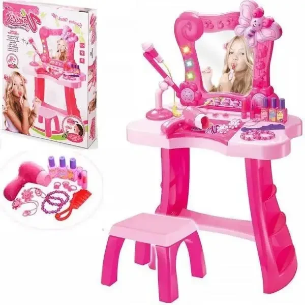 Дитяче трюмо 661-123 з мікрофоном для співу, зі стільчиком, 13 аксесуарів, світло, 16 мелодій, фен, фото 1