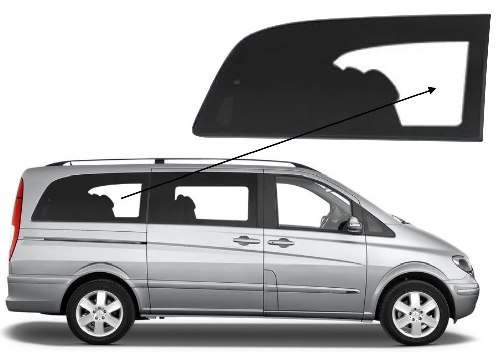 Бічне скло Mercedes Vito 2003-2014 салону заднє праве середня база
