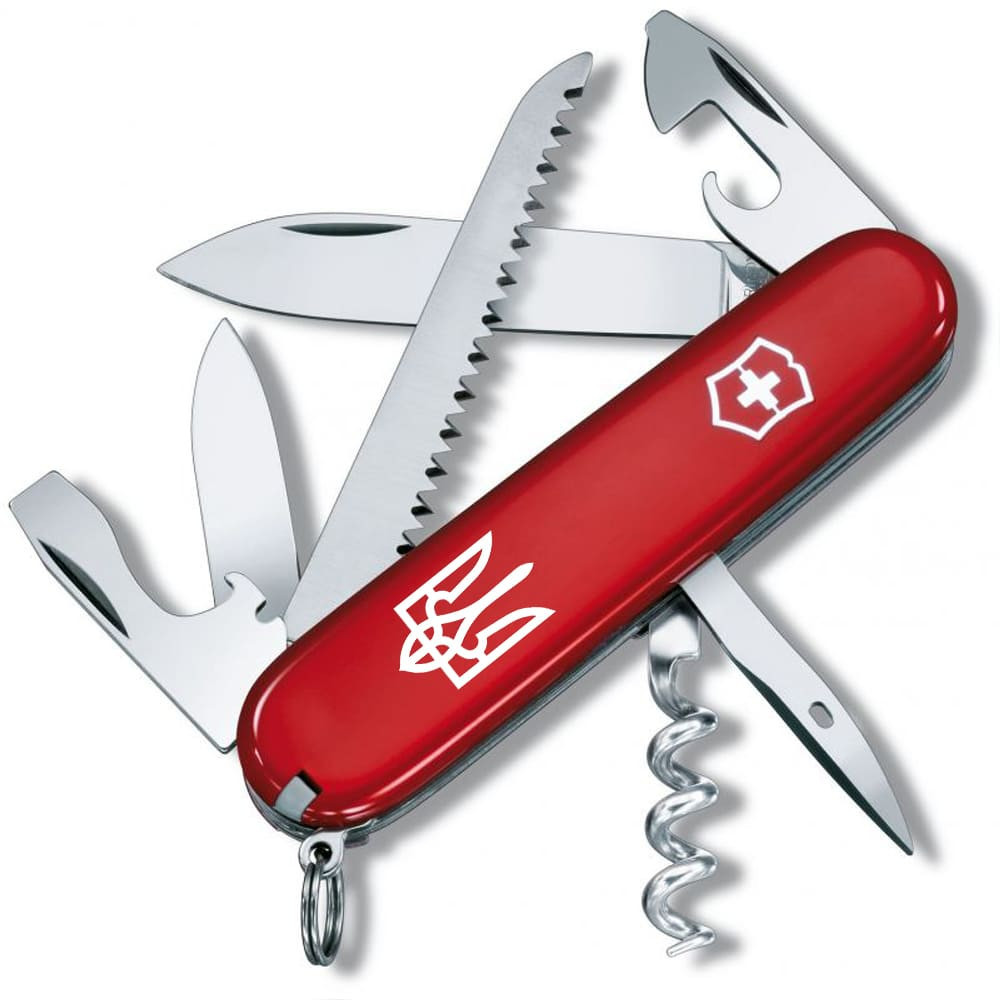 Складаний ніж Victorinox CAMPER UKRAINE Тризуб біл. 1.3613_T0010u