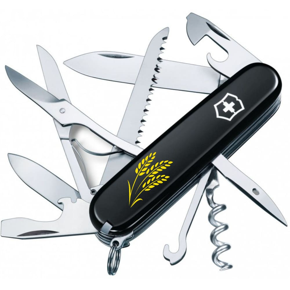 Складаний ніж Victorinox HUNTSMAN UKRAINE Колоски пшениці жовт. 1.3713.3_T1338u