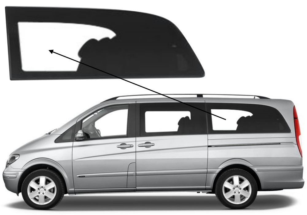 Бічне скло Mercedes Vito 2003-2014 салону заднє ліве довга база, фото 1