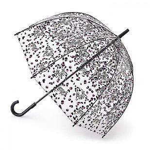 Парасолька-тростина жіноча механічна Fulton Birdcage-2 L042 Black, leopard (Чорний, леопард)