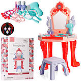 Дитяче трюмо для дівчинки 661-133, 32 елементи, з дзеркалом, стільчиком, феном, косметикою, музичний, фото 8