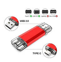 USB Флешка 2в1 128ГБ Type-C/USB для телефону, комп'ютера OTG Microdrive 128GB Red