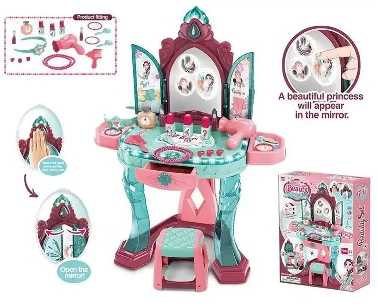 Трюмо дитяче з чарівним дзеркалом Beauty Angel 008-988, звук, підсвітка, аксесуари, фото 1