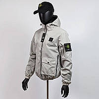 Белая мужская ветровка Stone Island | Брендовая ветровка Стон Айленд