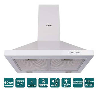 Витяжка кухонна камінна 60 см біла Ventolux Lazio 60 wh (1000), фото 1